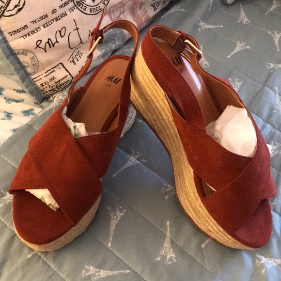 Hu0026M | Shoes | Rust Color Brown 3 2 Inch Wedge Heel | Poshmark
